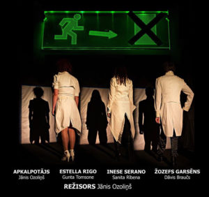No exit. Sartrs. Izrādes plakāts Buratino teātrī.